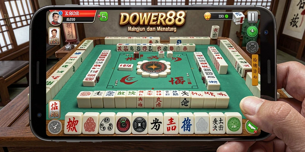 Screenshot DOWER88 menampilkan suasana gameplay Mahjong yang seru.
