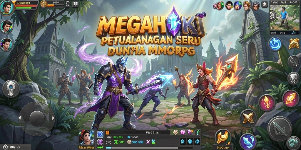 Tangkapan layar MEGAHOKI menampilkan aksi seru dalam pertempuran MMORPG.